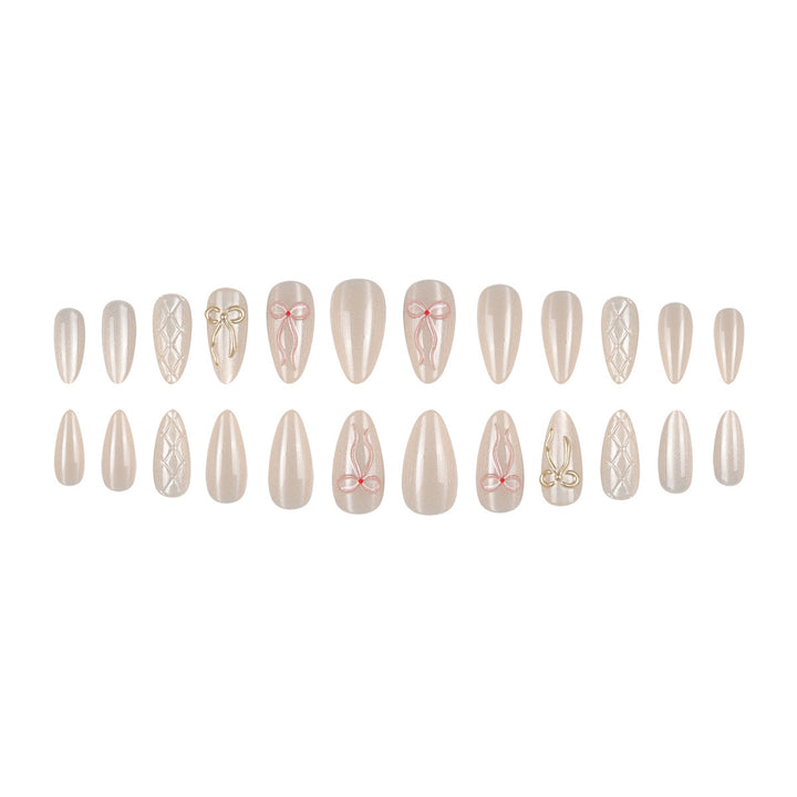 Elegant Stiletto Press-On Nails with Bow Accents Kalsten