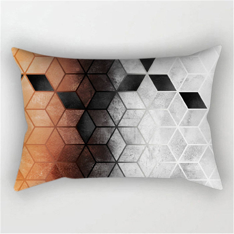 Rectangular decorative cushion cover with geometric cube pattern and soft microfiber Kalsten
