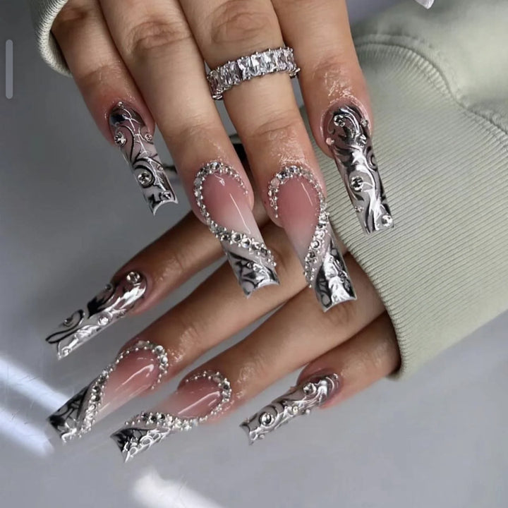Artificial nails with sparkling rhinestones Kalsten