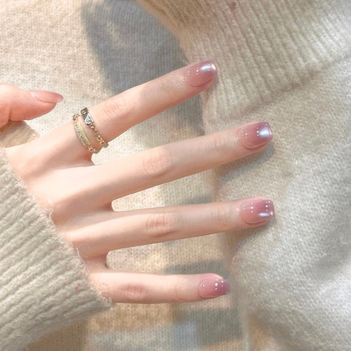 Glossy Press-On Nail Set with Elegant Ombre Effect Kalsten