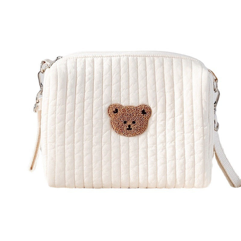 Quilted Insulated Changing Crossbody Bag with Teddy Applique