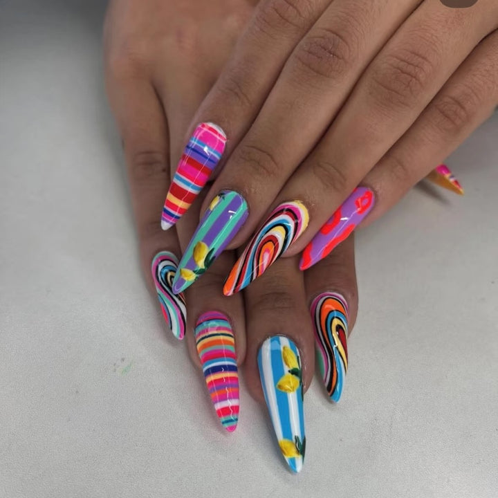 Creative Art Nails with Colorful Design Kalsten
