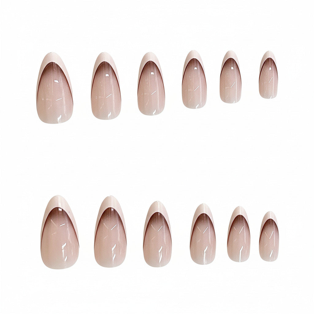French Tip Almond-Shaped Press-On Nails Kalsten