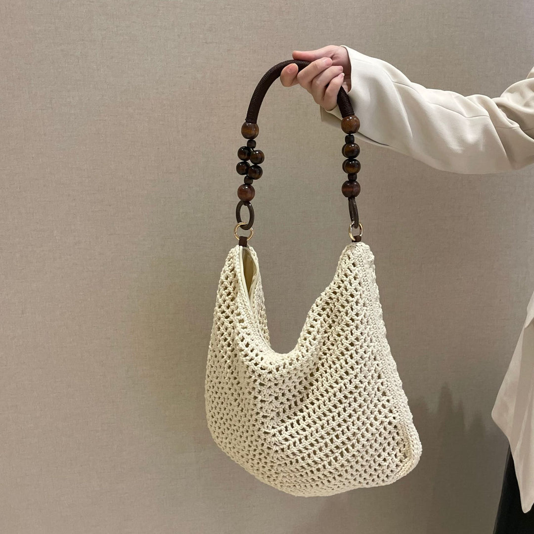 Hand-knotted bag with wooden handles Kalsten