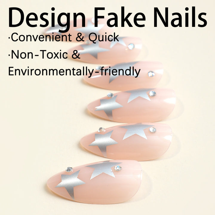 Acrylic nail set with glamorous star accents Kalsten