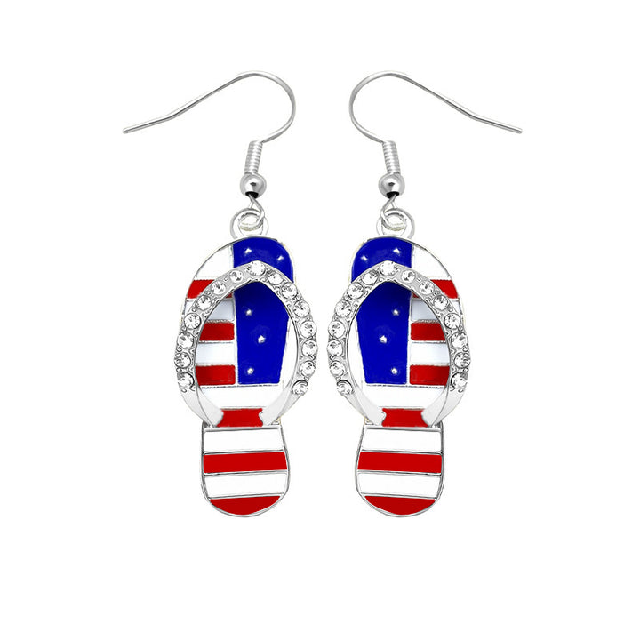Women's earrings in flip-flop design with crystal embellishment and enamel flag motif Kalsten
