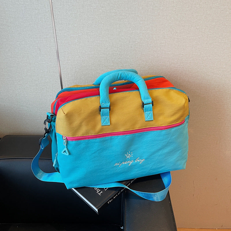 Versatile Color Block Duffle Bag