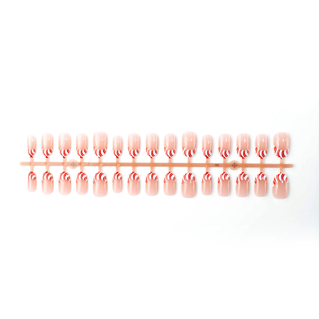 Artistic Candy Cane Press-On Nail Art Kalsten