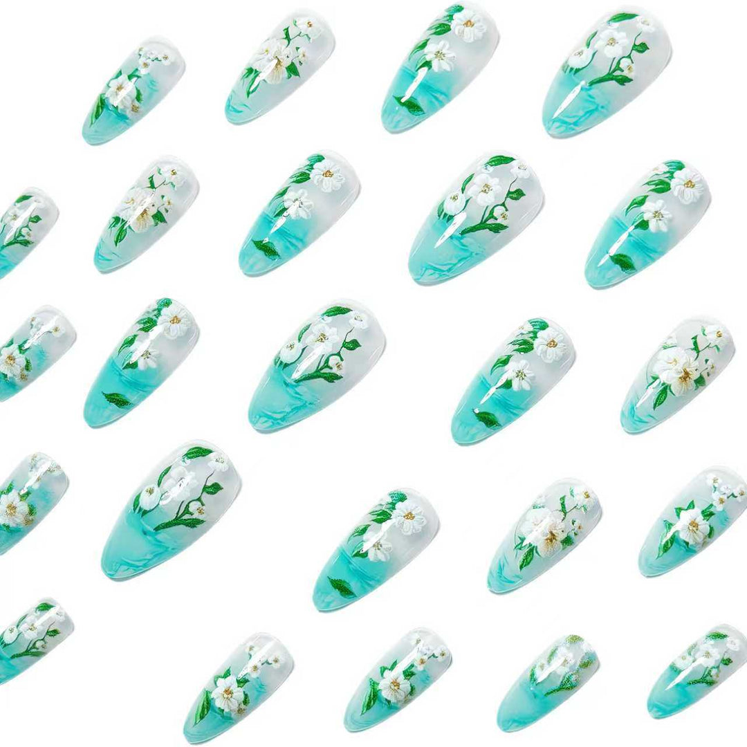 Elegant Artificial Nails in Floral Design Kalsten
