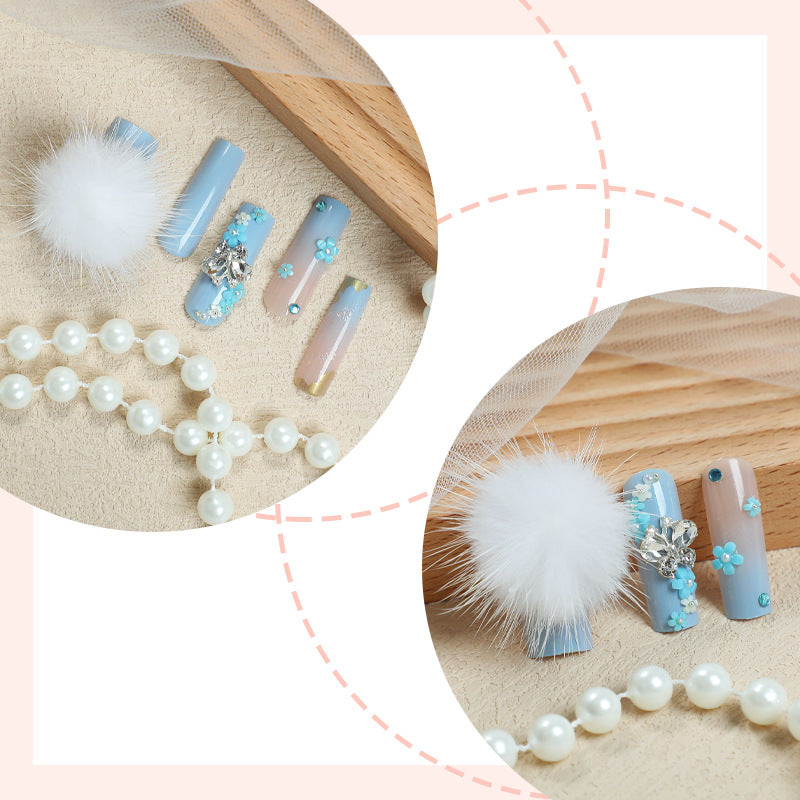 Designer Press-On Nail Art Set with Floral and Gem Accents kalsten