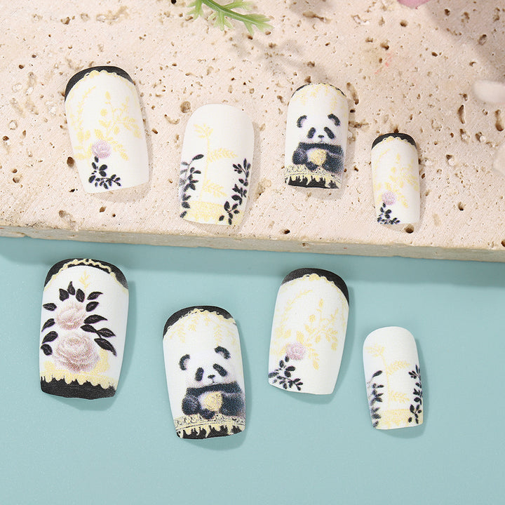 Artificial nails with floral panda design Kalsten