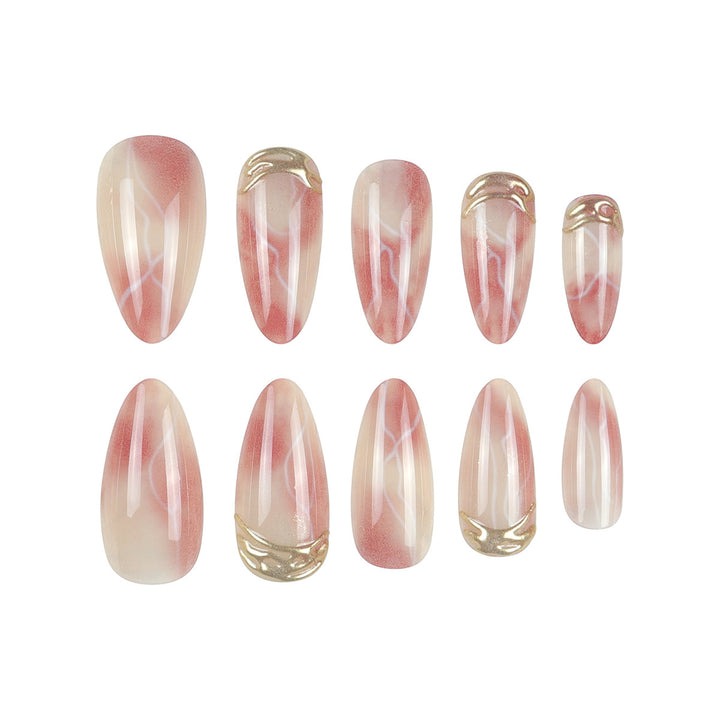 Elegant Stiletto Press-On Nail Set with Marble Design Kalsten