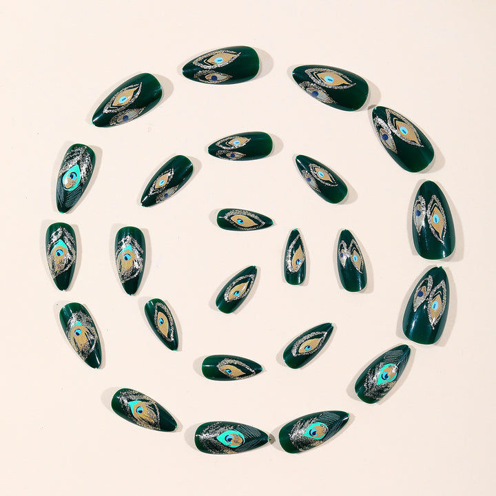 Peacock-Inspired Nail Art Extensions Kalsten