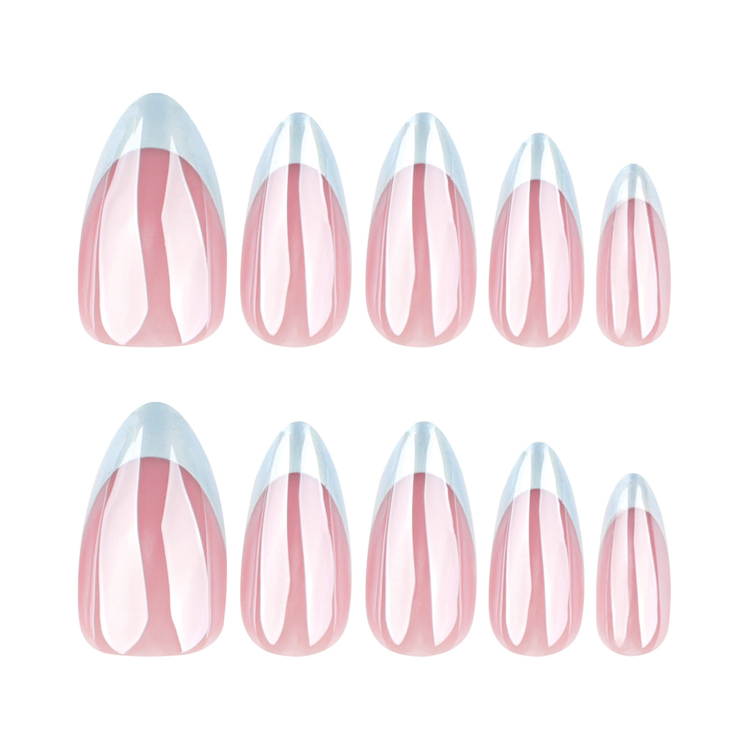 Elegant stiletto nails with high-gloss French tip design Kalsten
