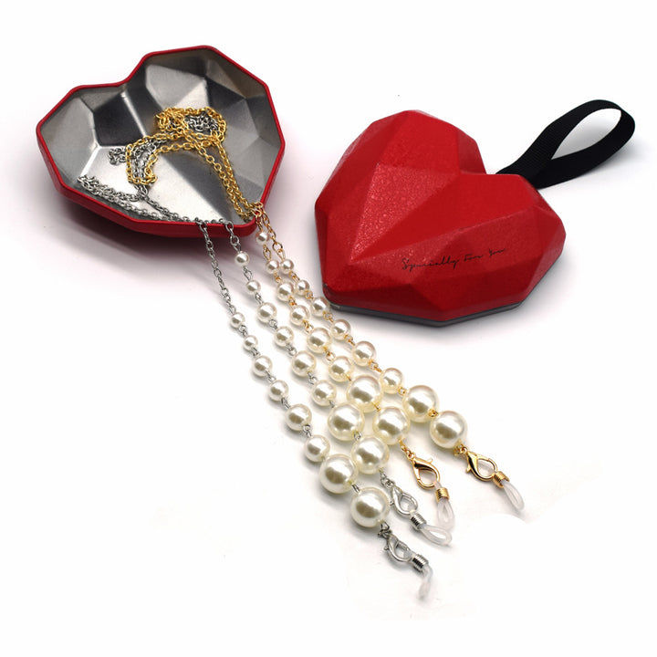 Elegant Pearl and Silver Eyewear Chain Kalsten