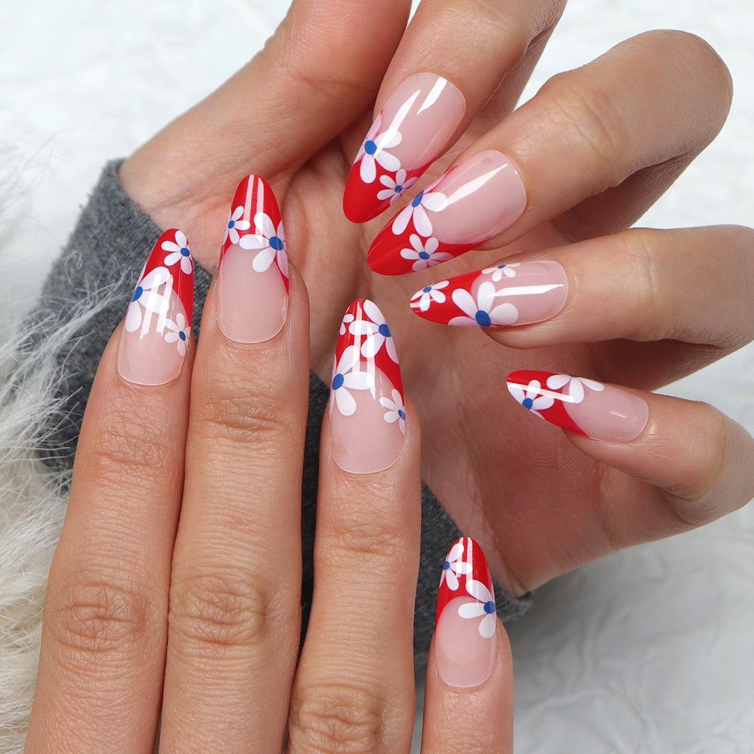Floral Patterned Stiletto Press-On Nails Kalsten