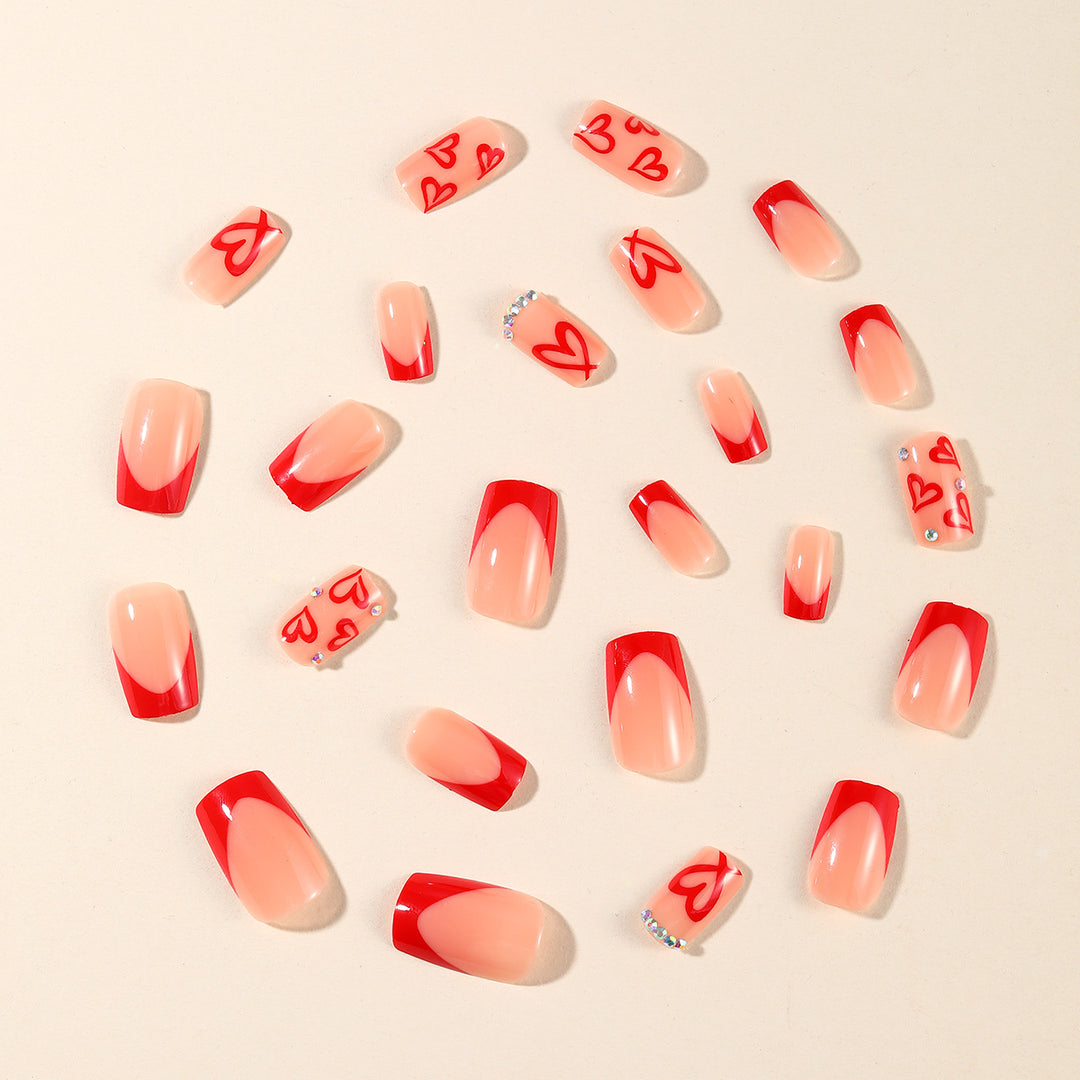 Decorative Heart-Inspired Acrylic Nail Art Extensions Kalsten
