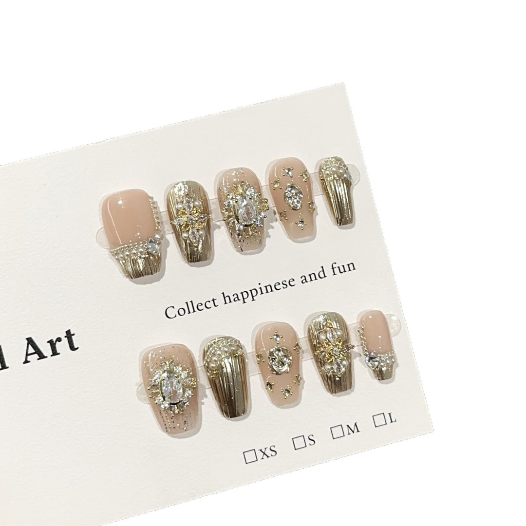 Glamorous Jewel-Embellished Press-On Nail Art