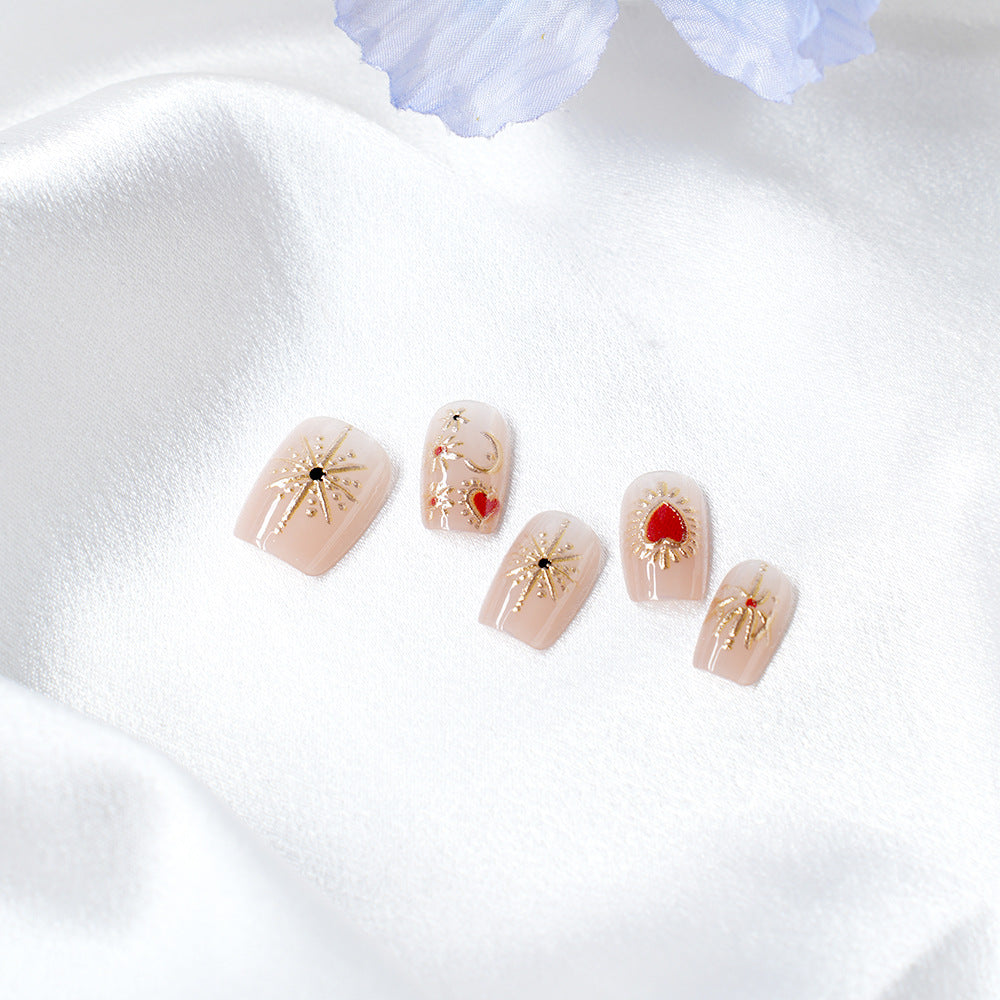 Artistic Press-On Nail Set with 3D Accents Kalsten