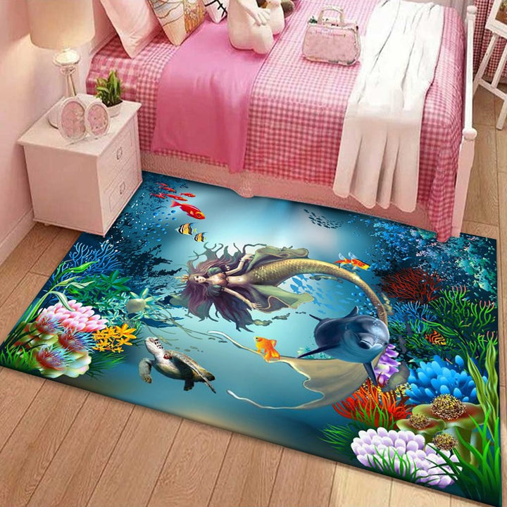 Coral Reef Ocean Scene Rug