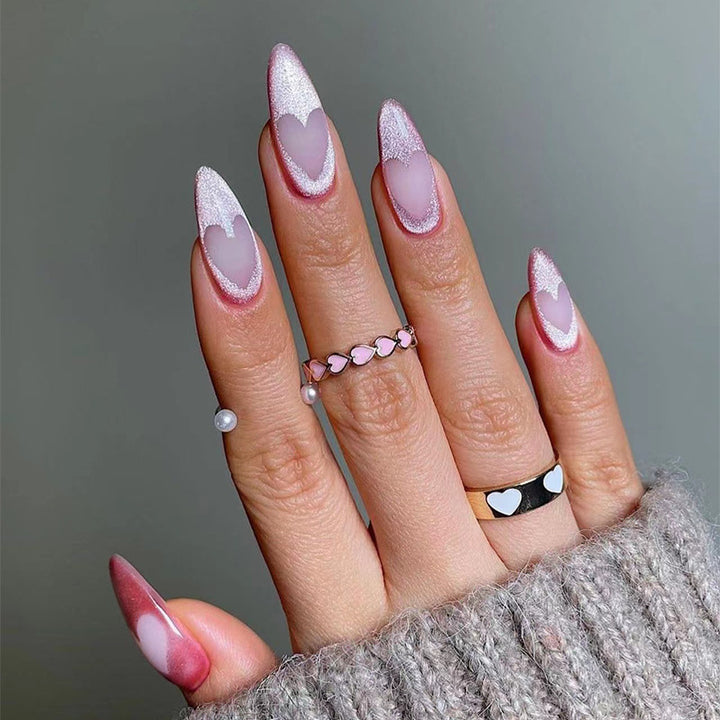 Artful Nail Extensions with Heart Design Kalsten