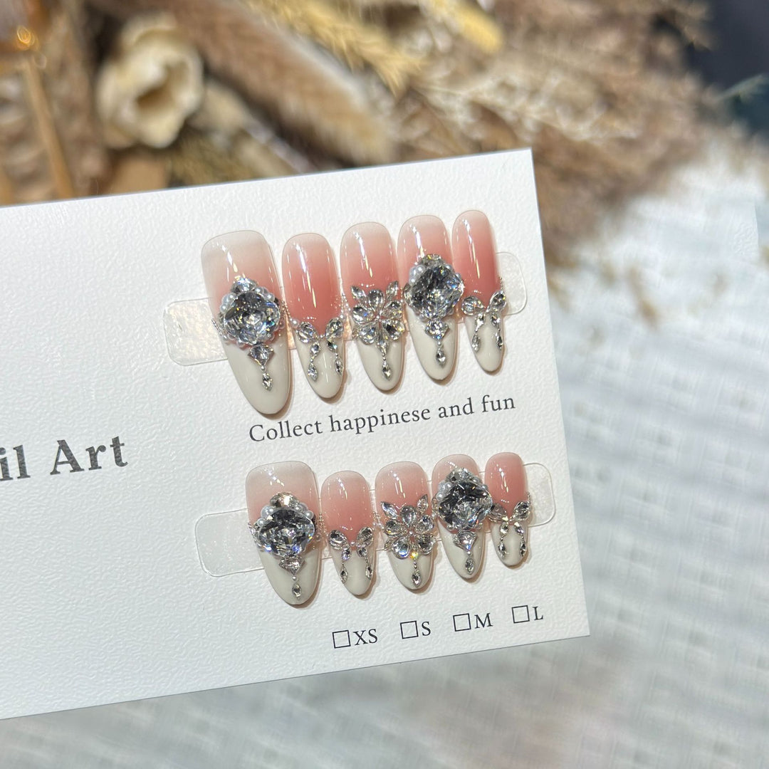 Glamorous Crystal-Embellished Stiletto Press-On Nails Kalsten