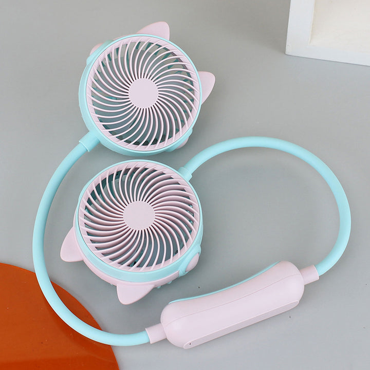 Women's Wearable Neck Fan with Dual Rotating Blades Kalsten