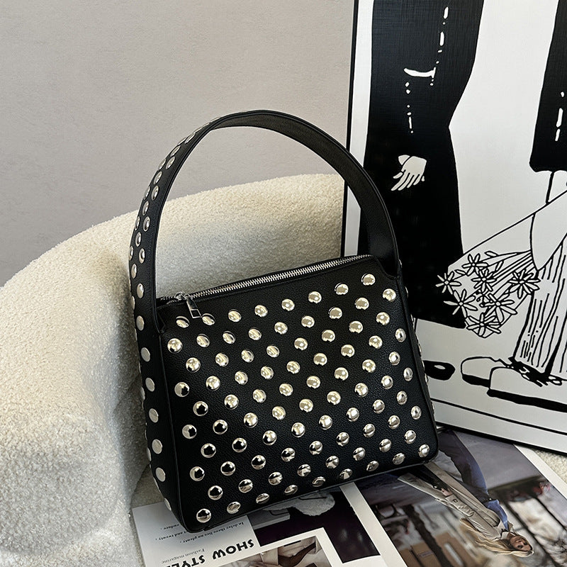 Studded Faux Leather Handbag