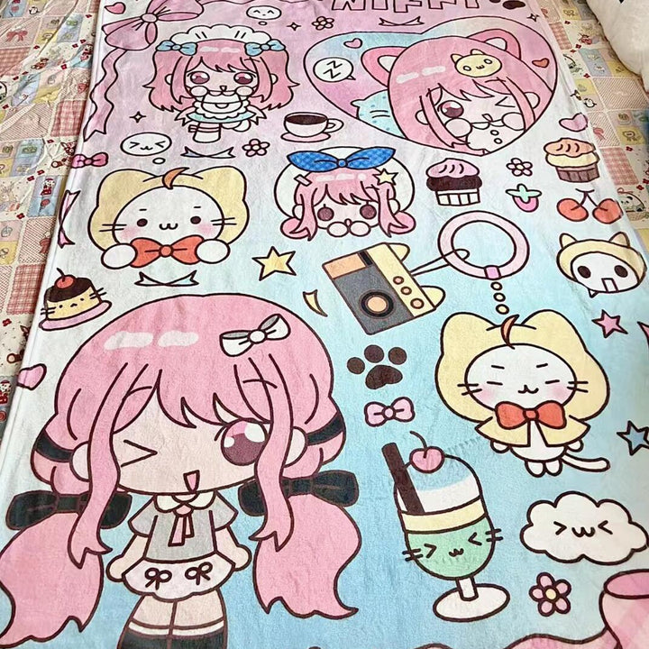 Cute Cartoon-Themed Soft Fleece Blanket