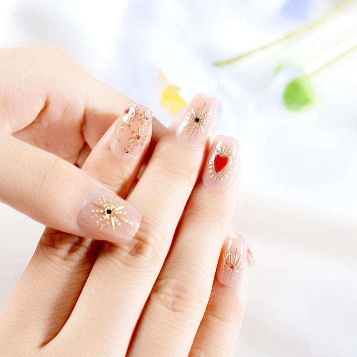 Artistic Press-On Nail Set with 3D Accents Kalsten