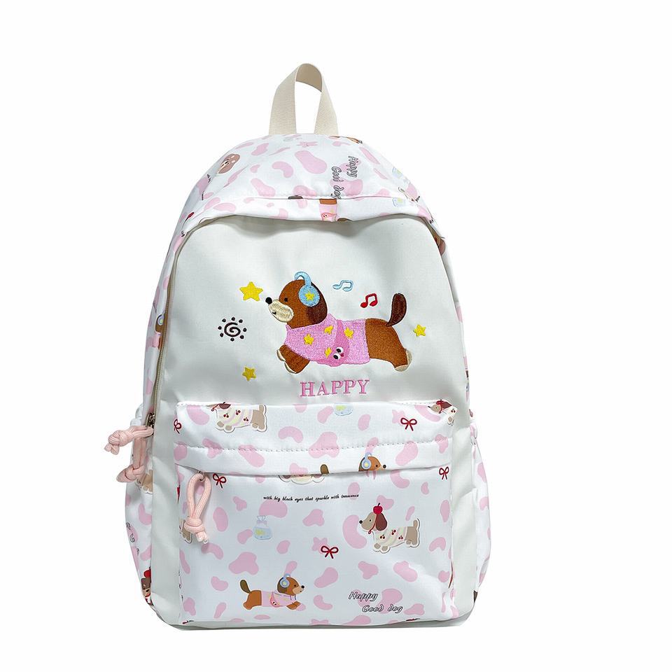 Backpack with Cheerful Dog Design and Multifunctional Compartment Layout Kalsten