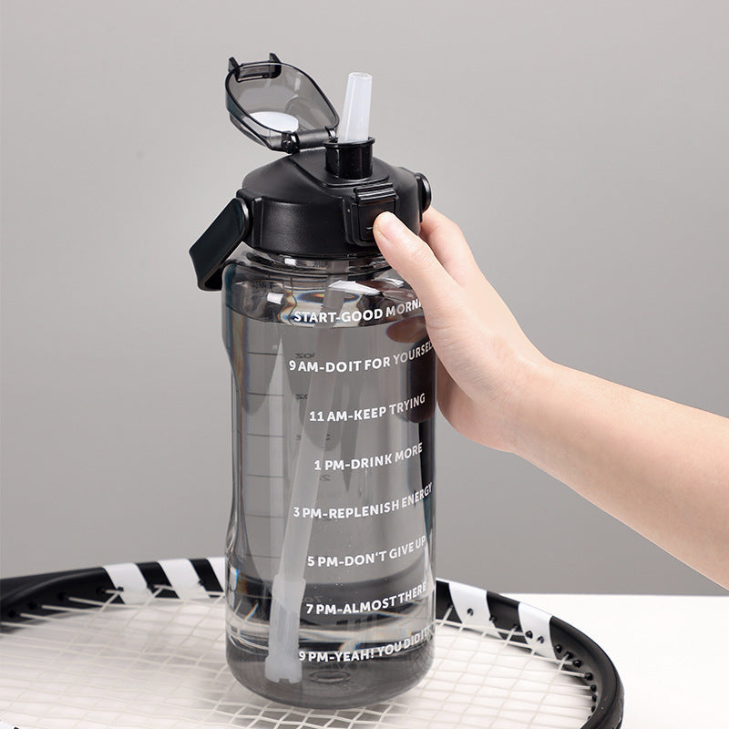 Women's motivation water bottle with integrated time markings and ergonomic design Kalsten