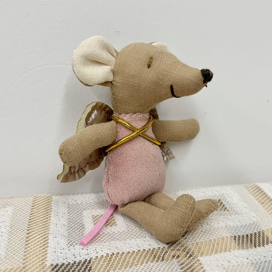 Handcrafted Cotton Mouse Doll with Crochet Floral Dress