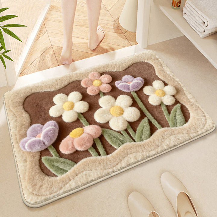 Floral-Themed Soft Microfiber Bath Mat