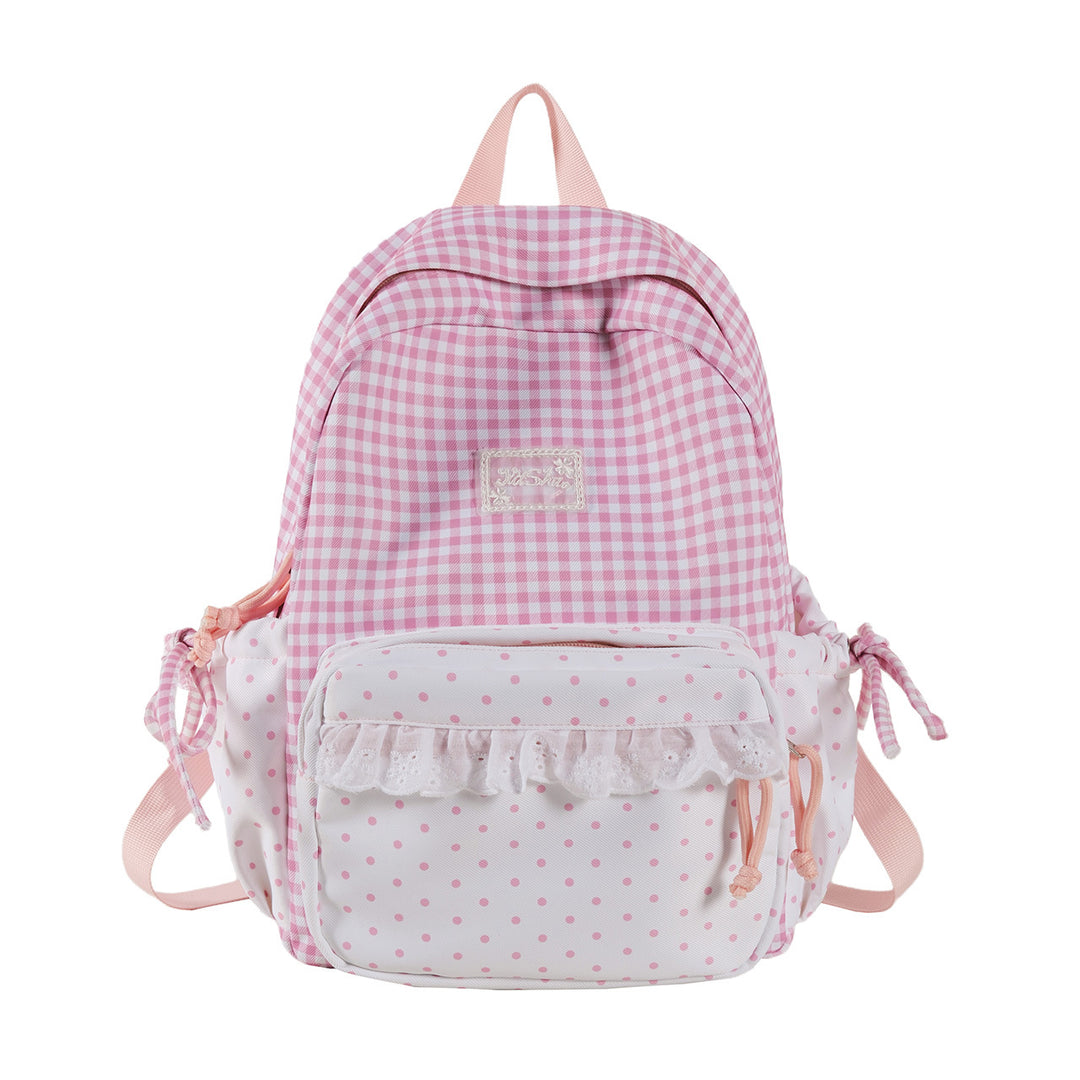 Playful Gingham and Polka Dot Backpack Kalsten