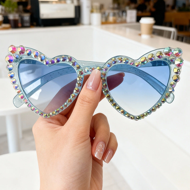 Rhinestone Heart-Shaped Sunglasses Kalsten