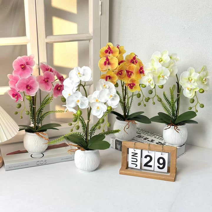 Elegant Artificial Orchid Plant Arrangement for Home Display