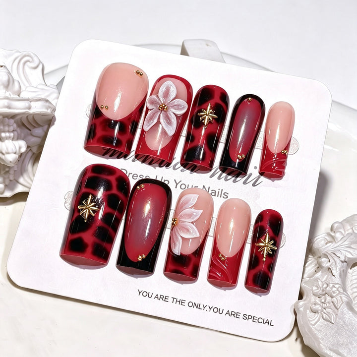 Artistic Floral Press-On Nail Set Kalsten