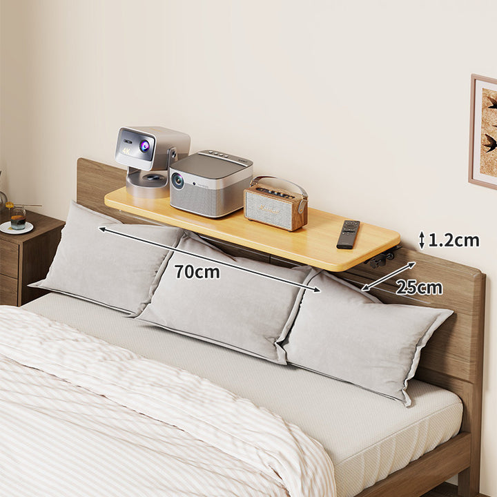 Headboard-Mounted Floating Bedside Shelf for Projectors and Devices