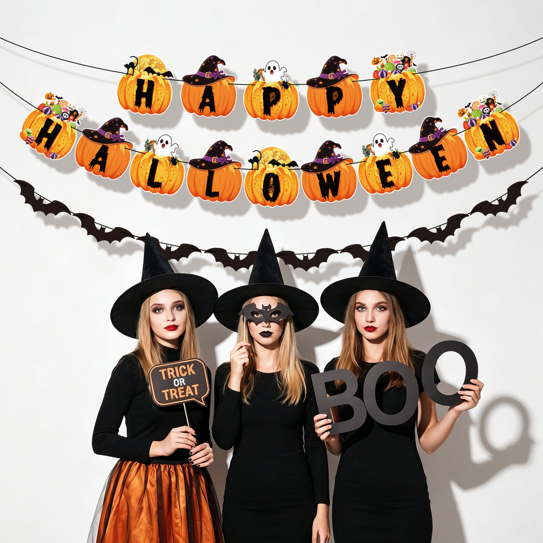 Halloween garland with bat motif