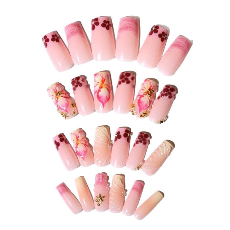 Artificial nail set with exquisite flower and glitter accents Kalsten