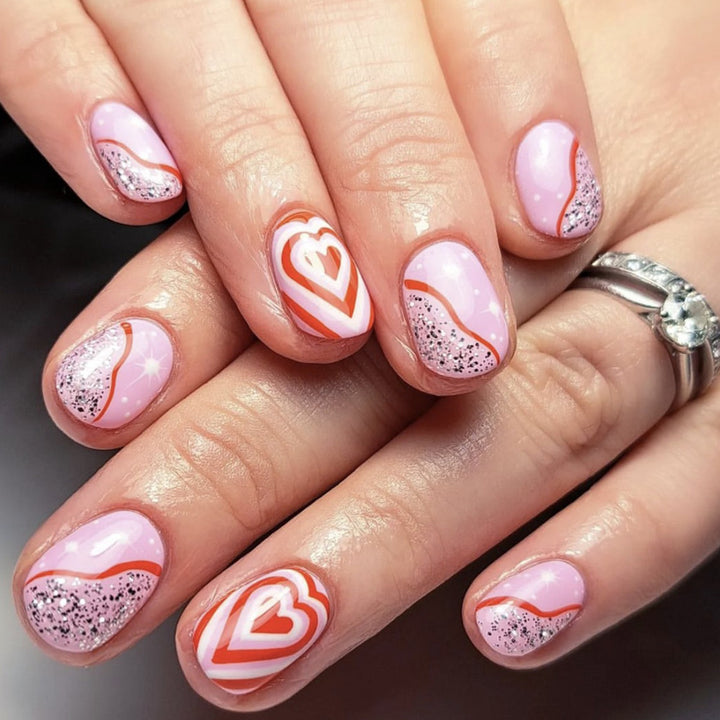 Heart-Themed Gel Nail Art Kalsten