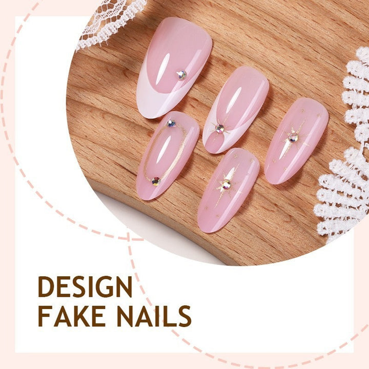 Artificial nail set with elegant lace design and glamorous accents Kalsten