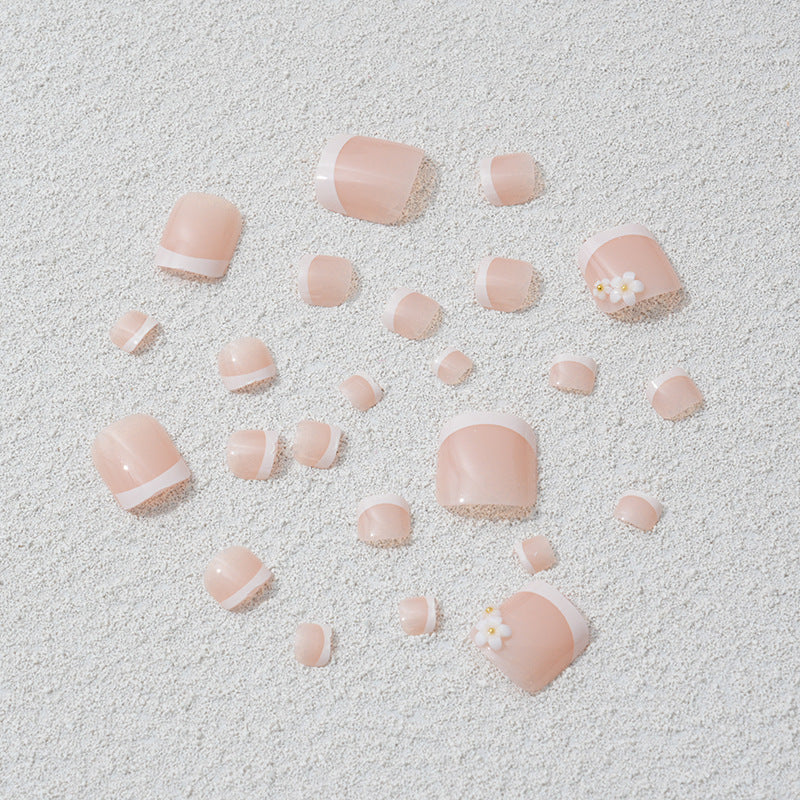 Artificial nail set with elegant flower and French tip designs Kalsten