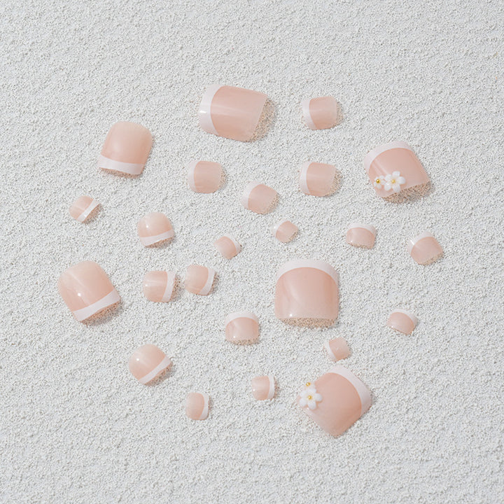 Artificial nail set with elegant flower and French tip designs Kalsten