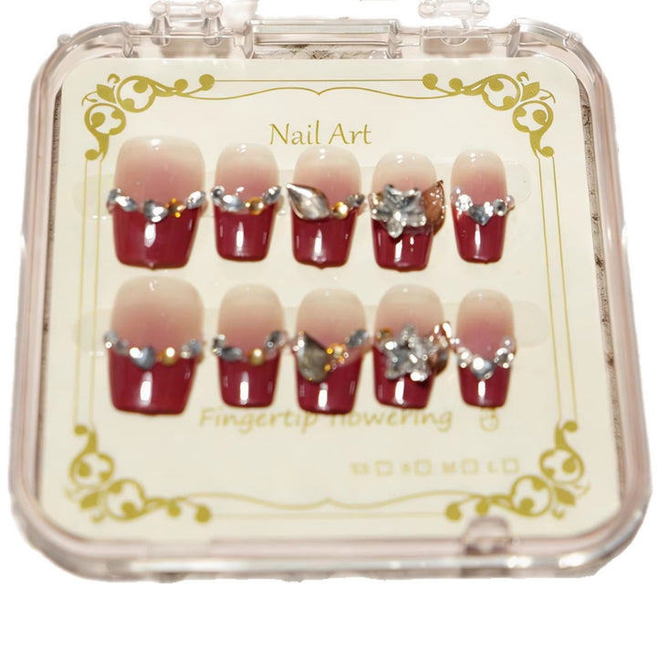 Decorative Rhinestone-Embellished Press-On Nail Tips Kalsten