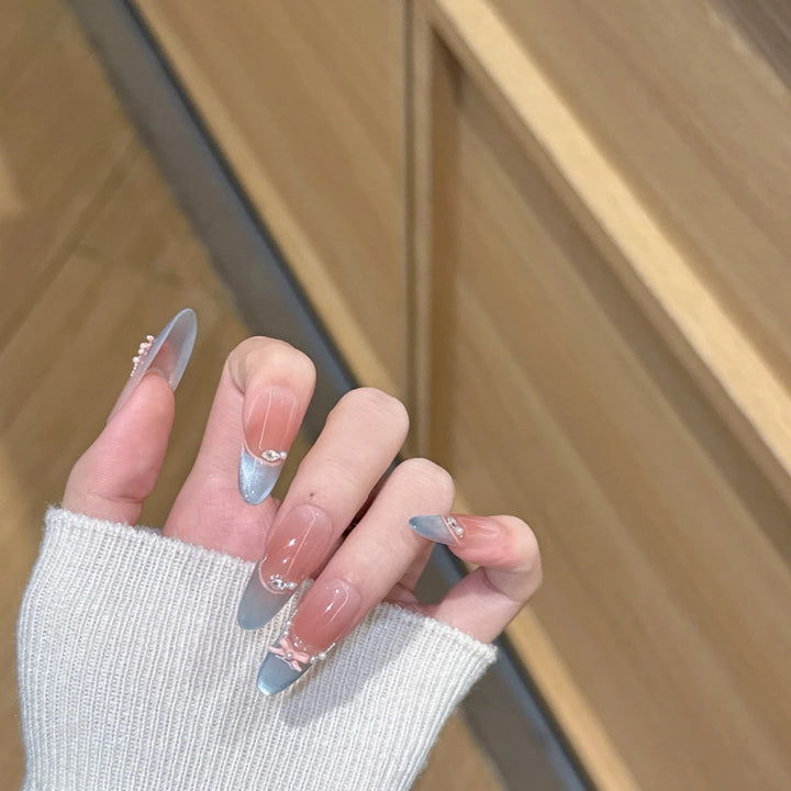 Decorative Nail Art Extensions with Rhinestone  Accents