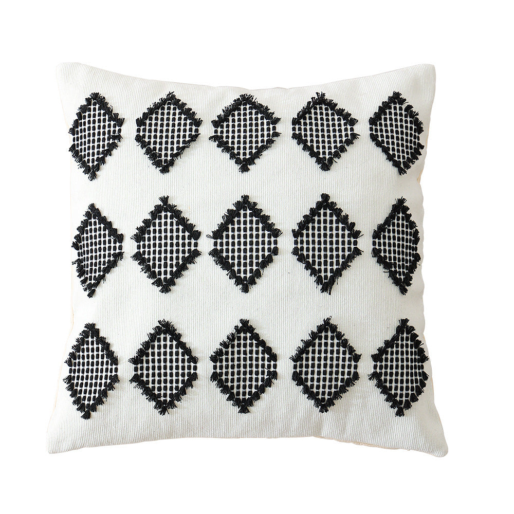 Woven decorative cushion cover with hand-tufted geometric pattern Kalsten