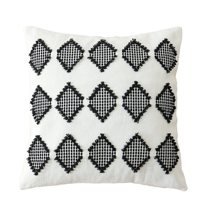Woven decorative cushion cover with hand-tufted geometric pattern Kalsten