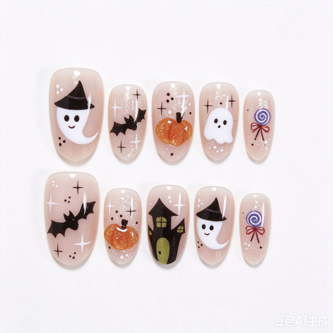 Halloween-Themed Artistic Press-On Nail Set Kalsten